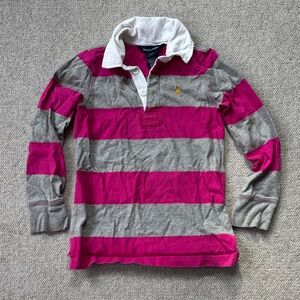 Ralph Lauren Kids Striped Pink and Gray Polo Shirt